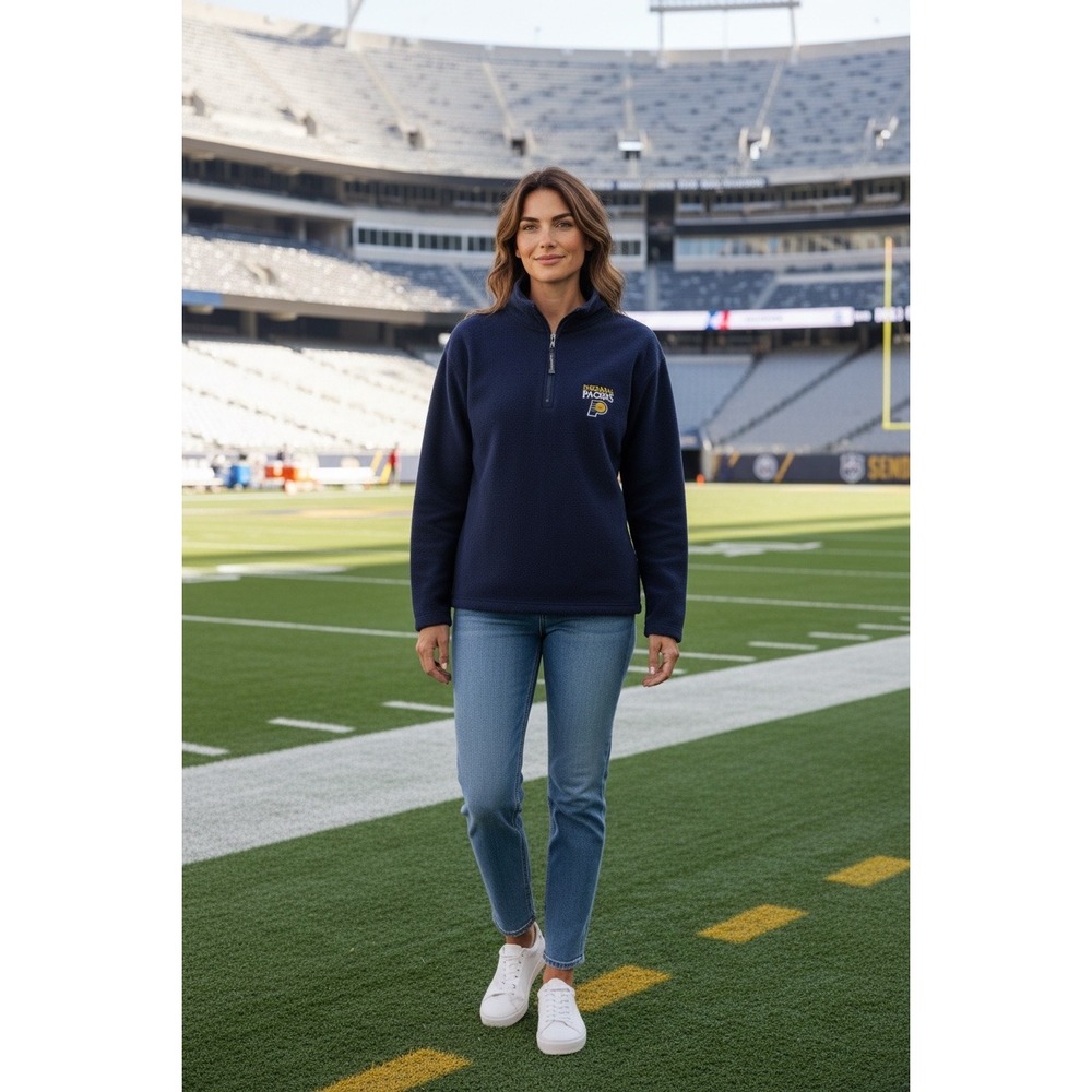 Pro Edge Indiana Pacers Quarter Zip Fleece Pullover Navy Blue Mens Large NBA